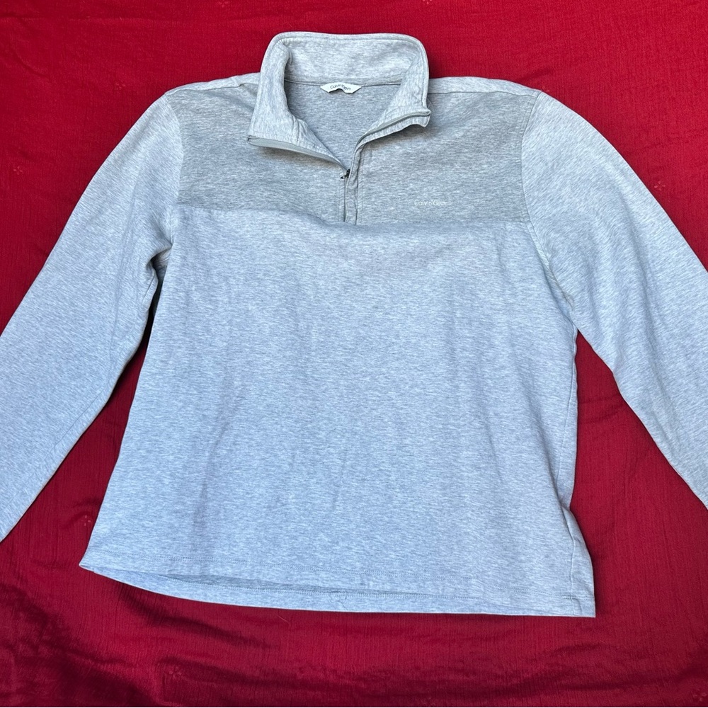 Calvin Klein Men’s Quarter-Zip Pullover - Two-Tone Grey - Size M